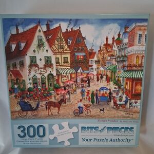 Bits and Pieces "Flower Vendor" 300-Pc Puzzle Complete Nostalgic Americana